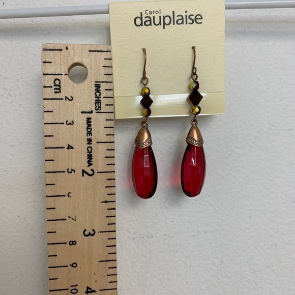 NWT Carol Dauplaise Gold & Red dangle earrings - Picture 7 of 10